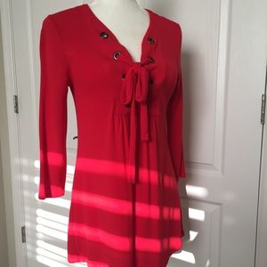 Red Tie Front Cupio Top/Tunic